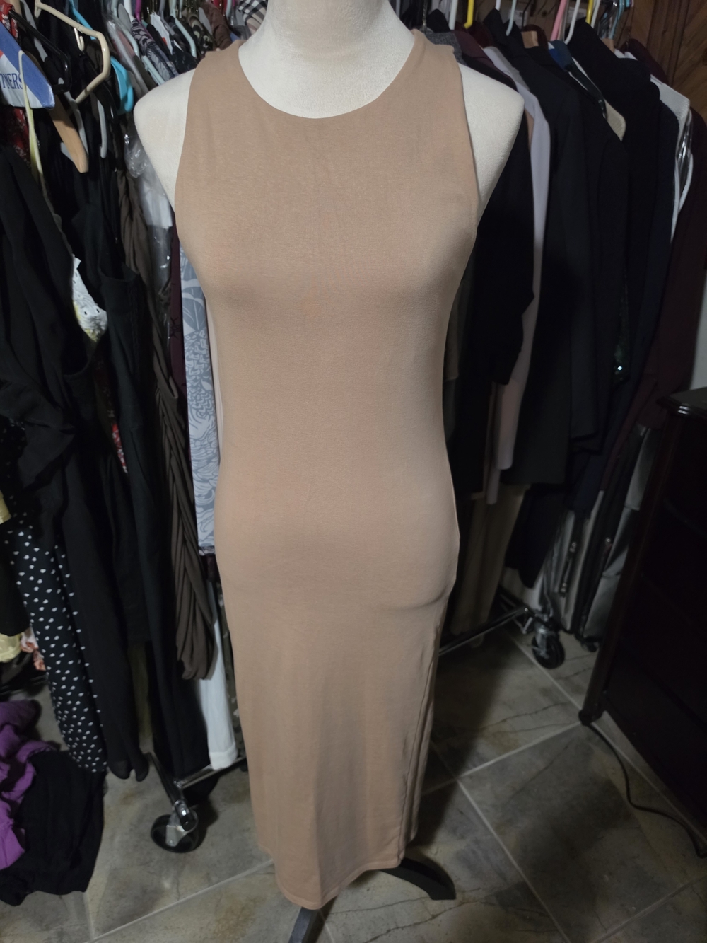 Zara Sleeveless Nude/Tan Maxi Dress